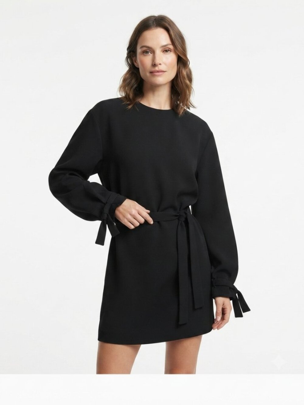 NWT ROCKET X LUNCH BLACK WOOL FELT BELTED BLOUSON DRESS - S